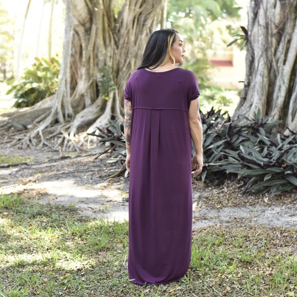 Oversized Short Sleeve Maxi Dresses - Picture 2 of 4